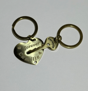 porte clés personnalisé cœur & clé personnalisée